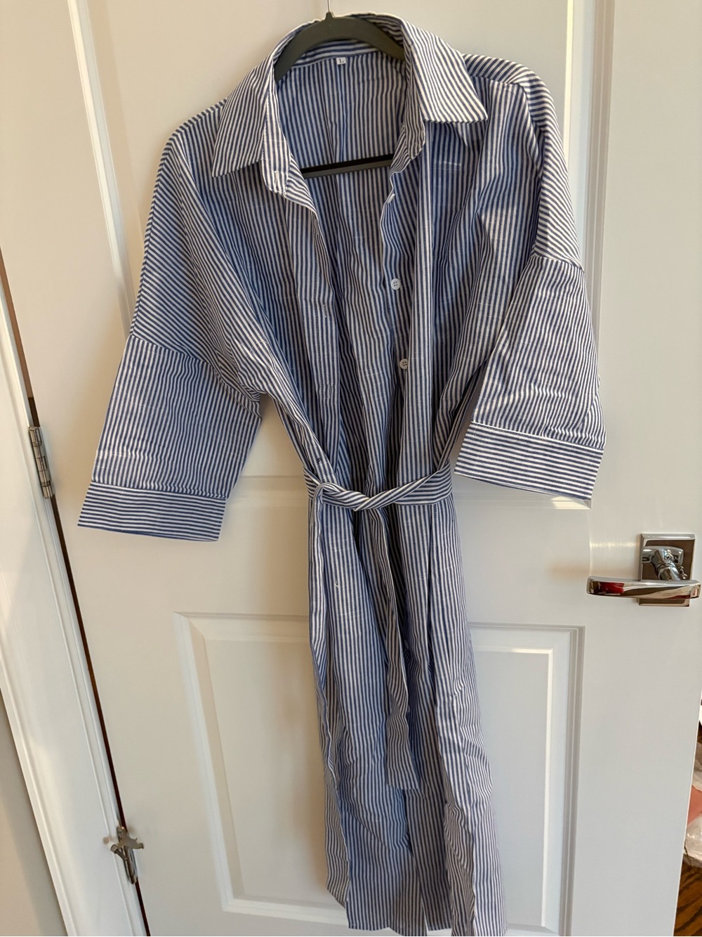 Striped Blue and White Women’s Button-Up Shirt Dress